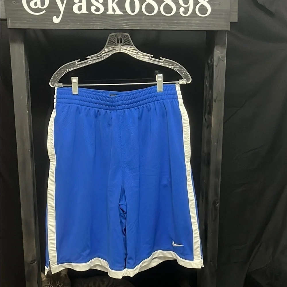 Nike Men's Royal Blue and White Athletic Shorts